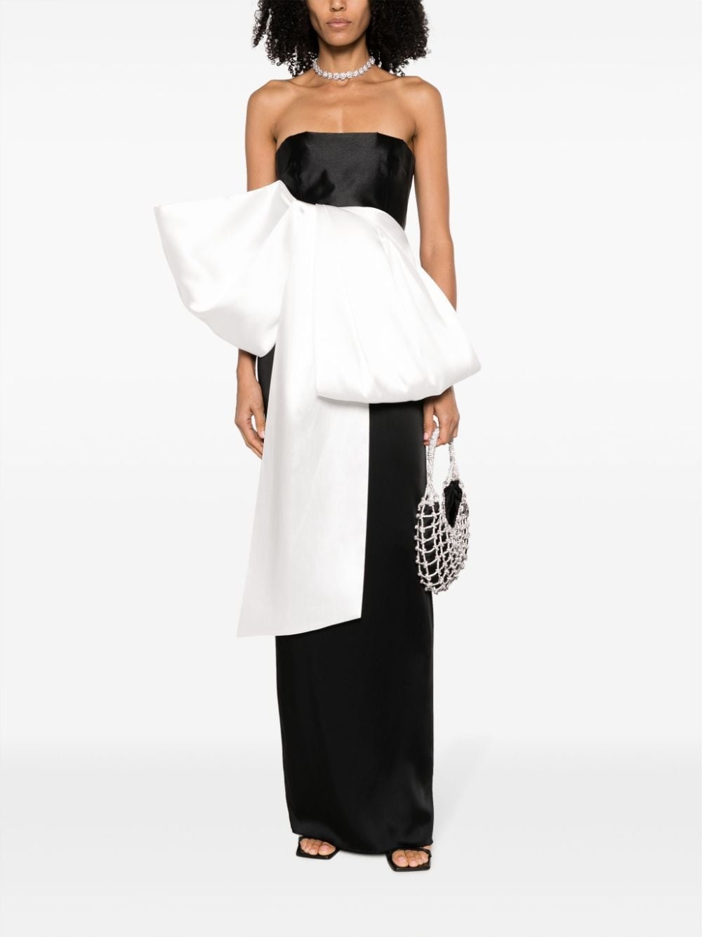 Nadina bow-embellished satin top - 2