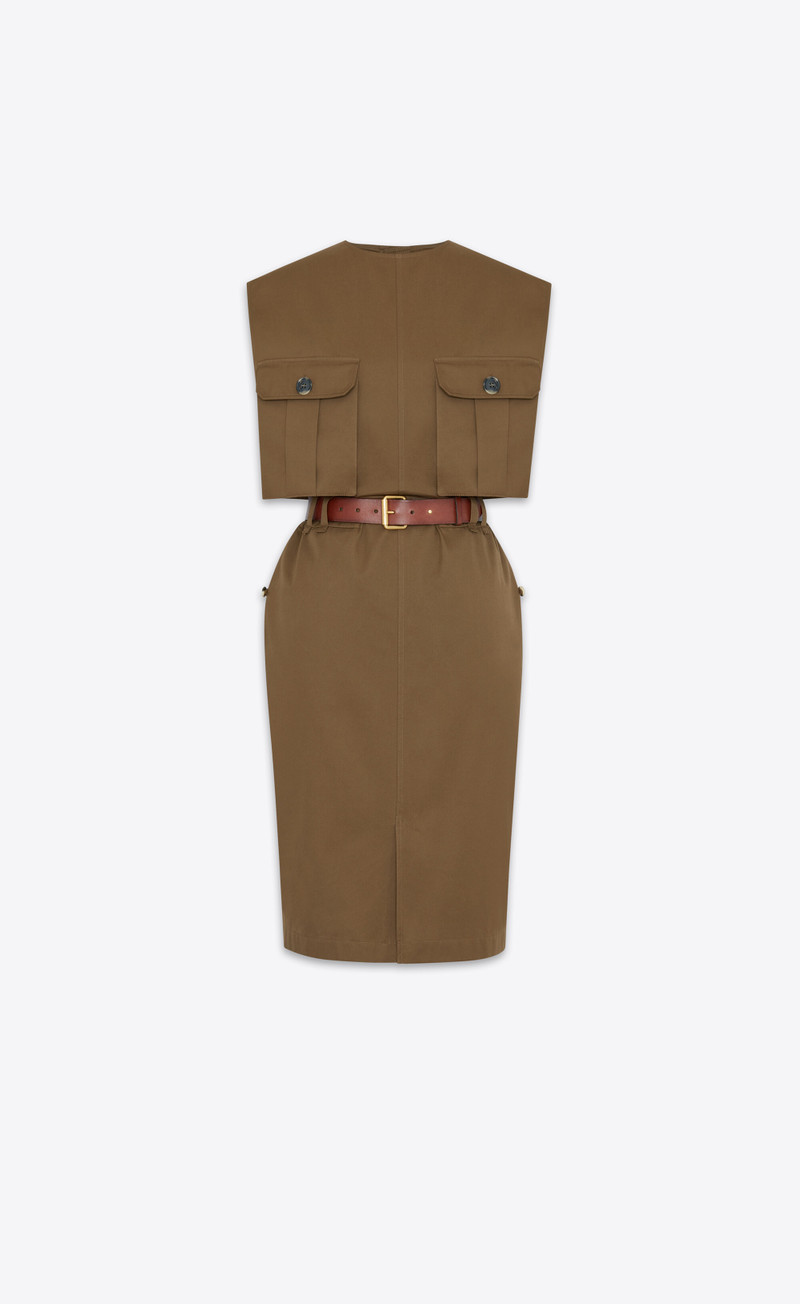 cut-out dress in cotton twill - 1