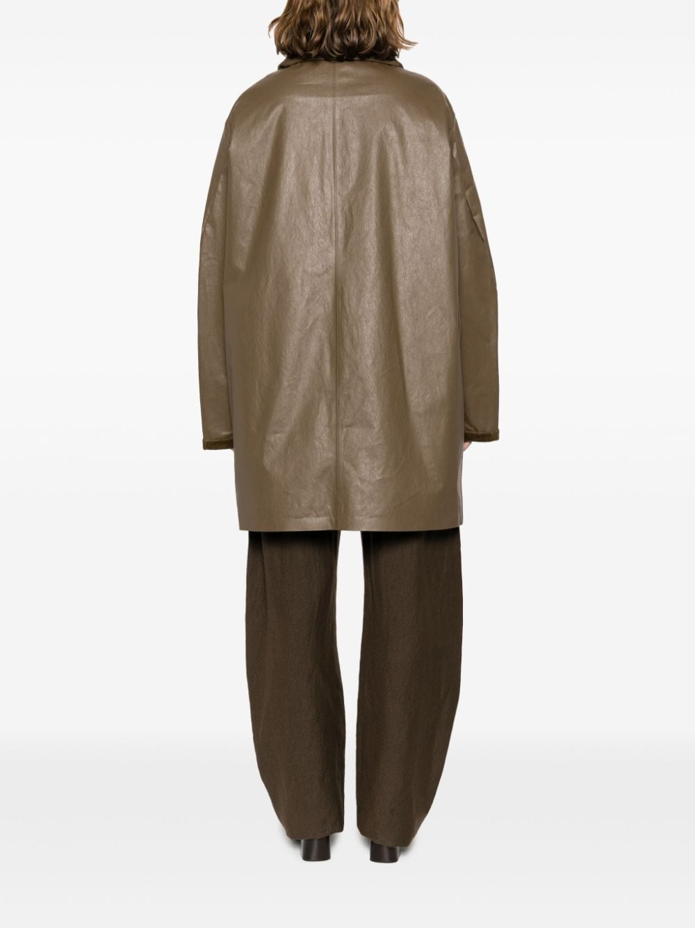 corduroy-collar button-up coat - 4