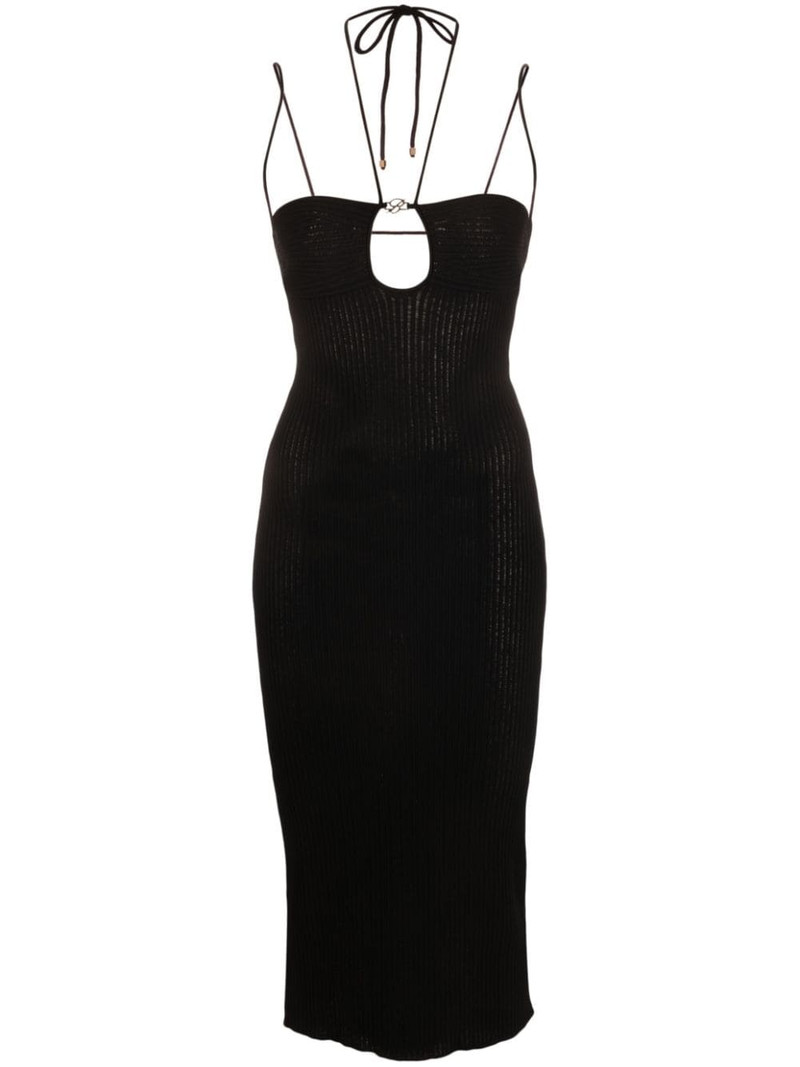 logo-plaque ribbed dress 1