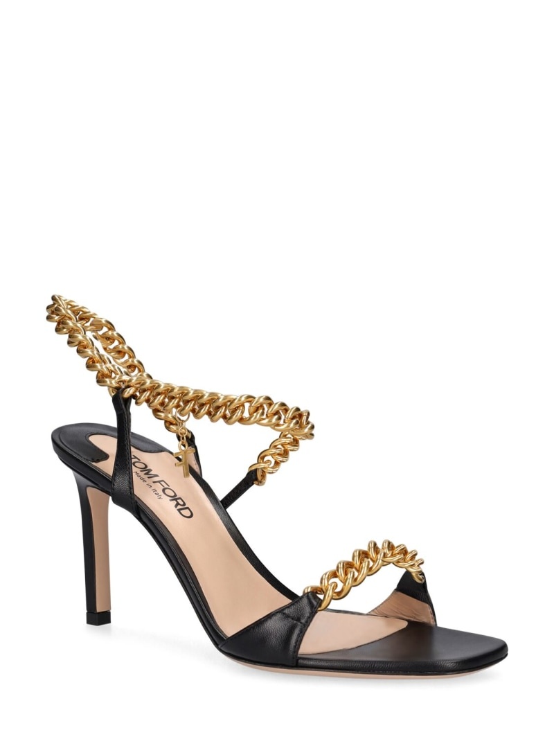 85mm Zenith leather & chain sandals - 2