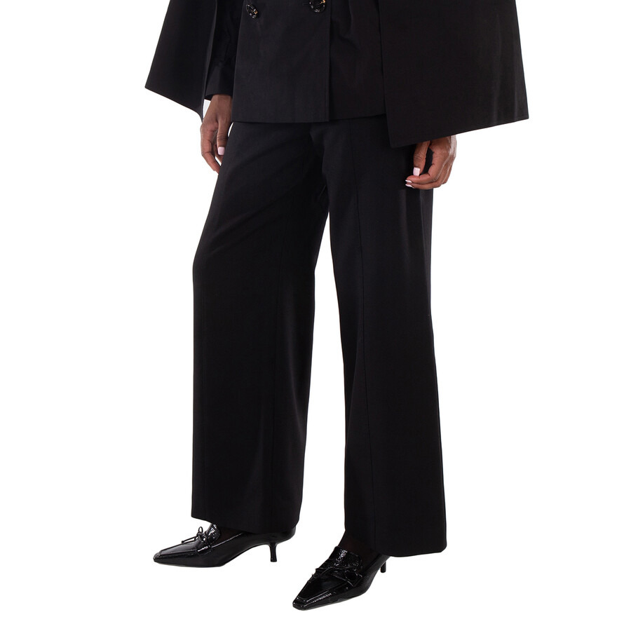 Burberry Wool Embroidered Logo Tailored Trousers - 2
