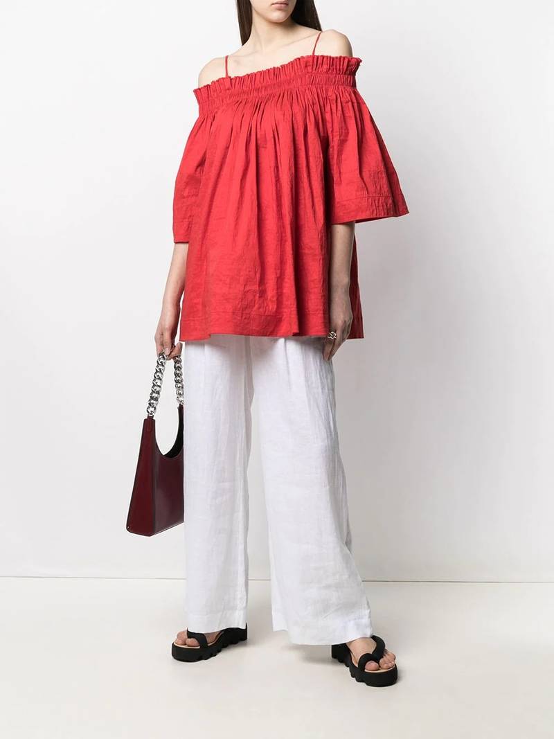 UMA WANG off-shoulder linen blouse outlook