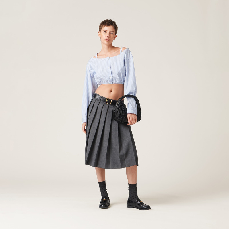 Miu Miu Striped chambray shirt with logo outlook