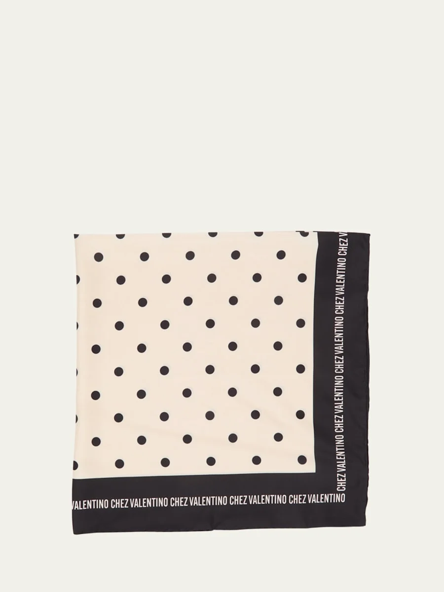 Polka Dot Logo-Print Silk Scarf - 1