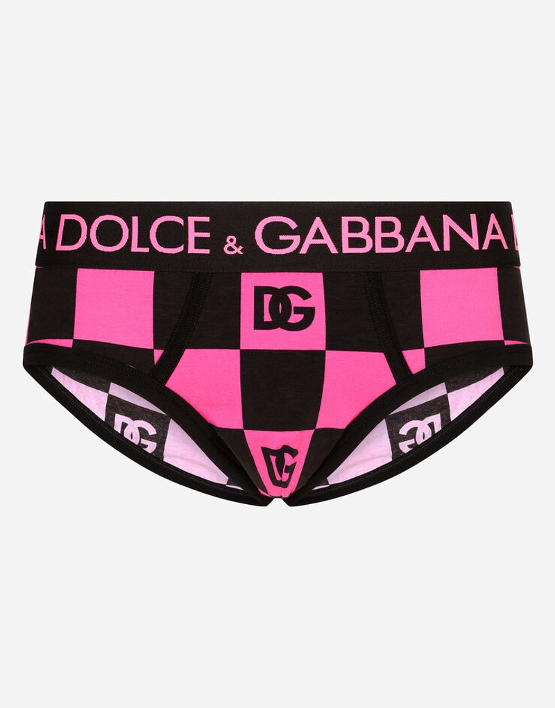 Damier-print jersey Brando briefs with DG logo 1