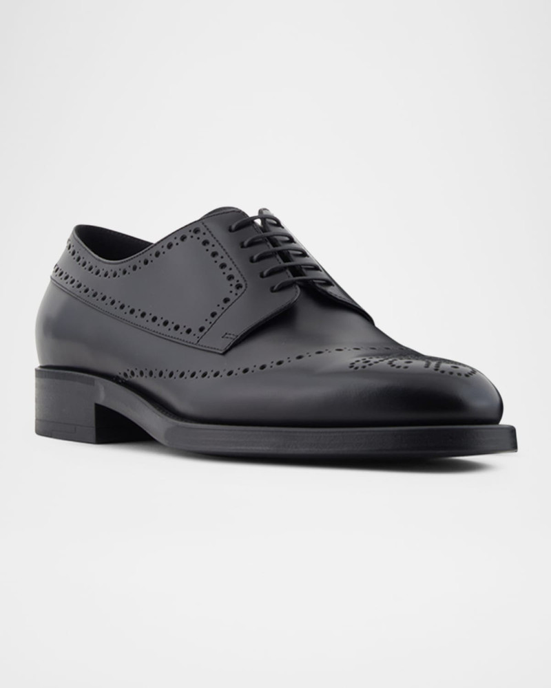 GIORGIO ARMANI Men's Leather Brogue Derby Shoes outlook