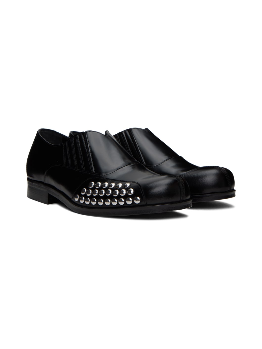 Black Studded Loafers - 4