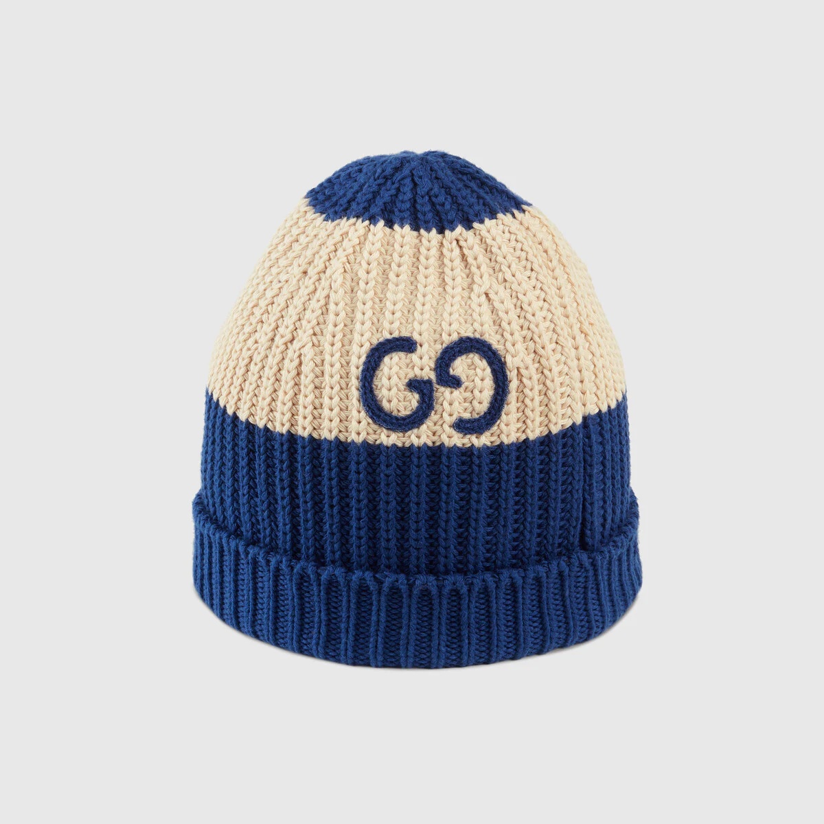 Knit cotton hat with GG - 1