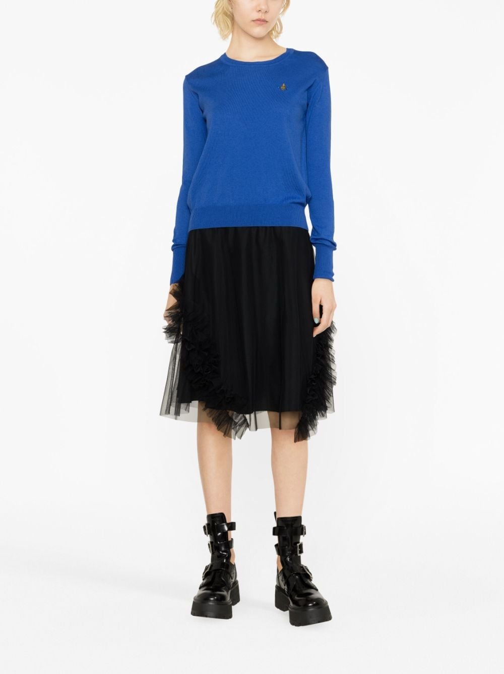 Orb-embroidered cotton-cashmere jumper - 2