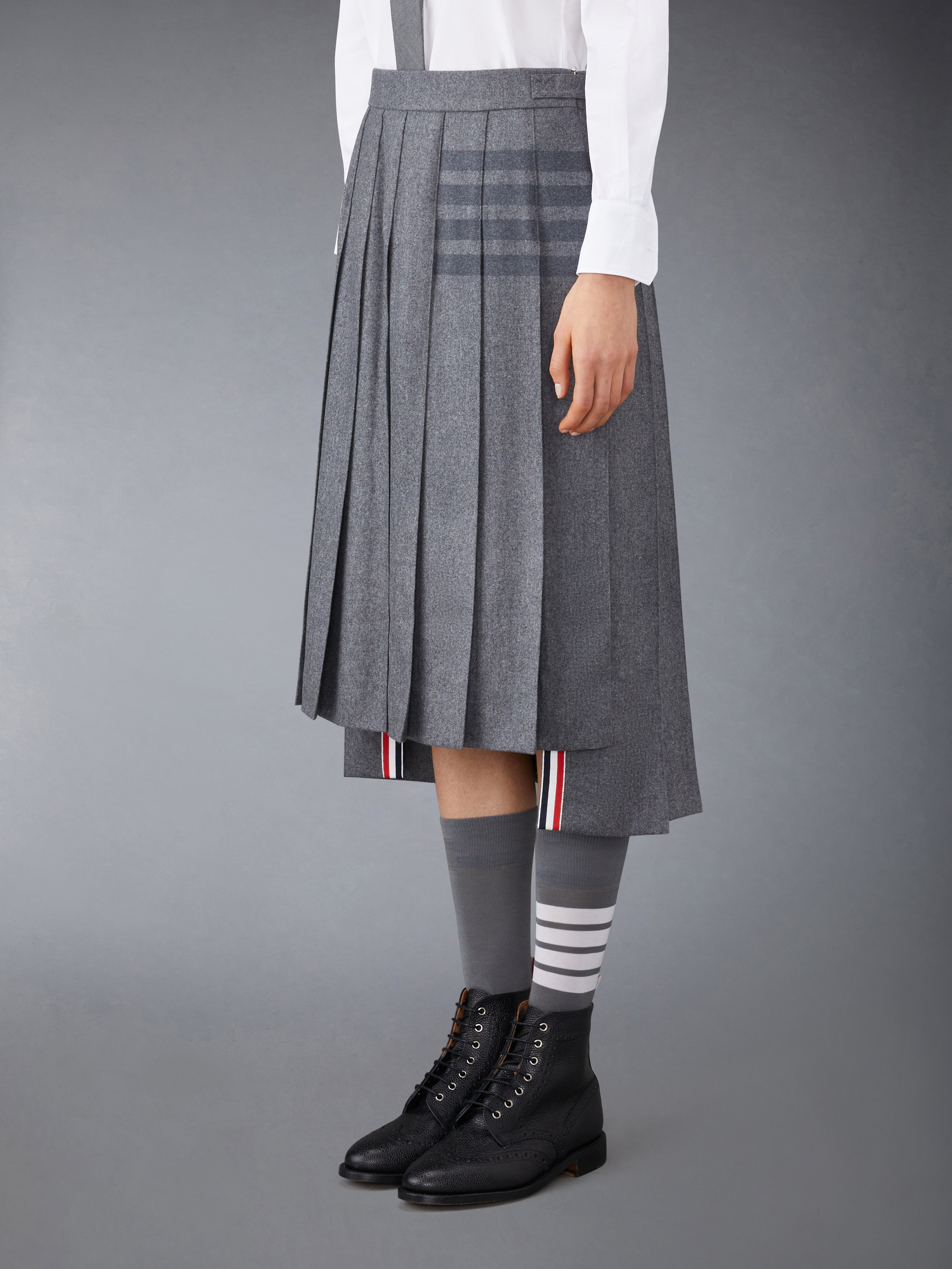 FLANNEL 4-BAR MIDI PLEATED SKIRT - 2