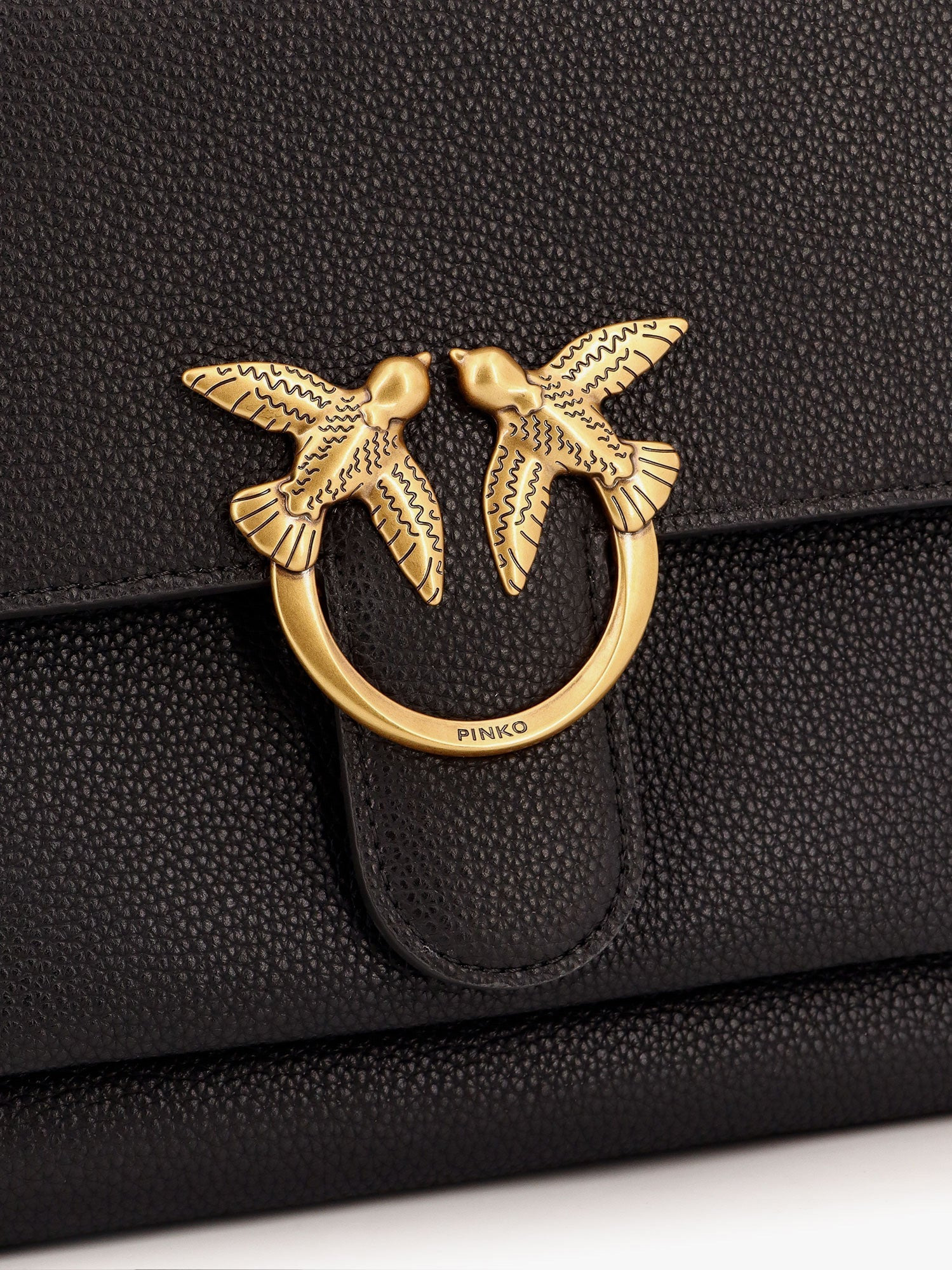 Pinko Leather Shoulder Bag With Metal Love Birds Buckle - 5