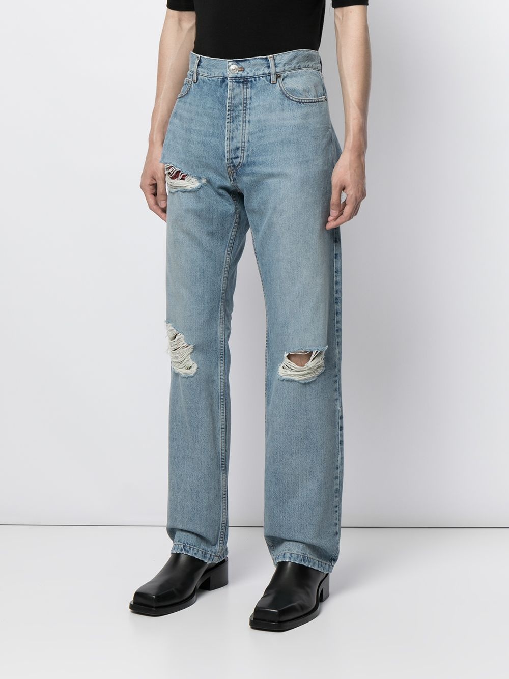 Destroyed Normal straight-leg denim jeans - 3