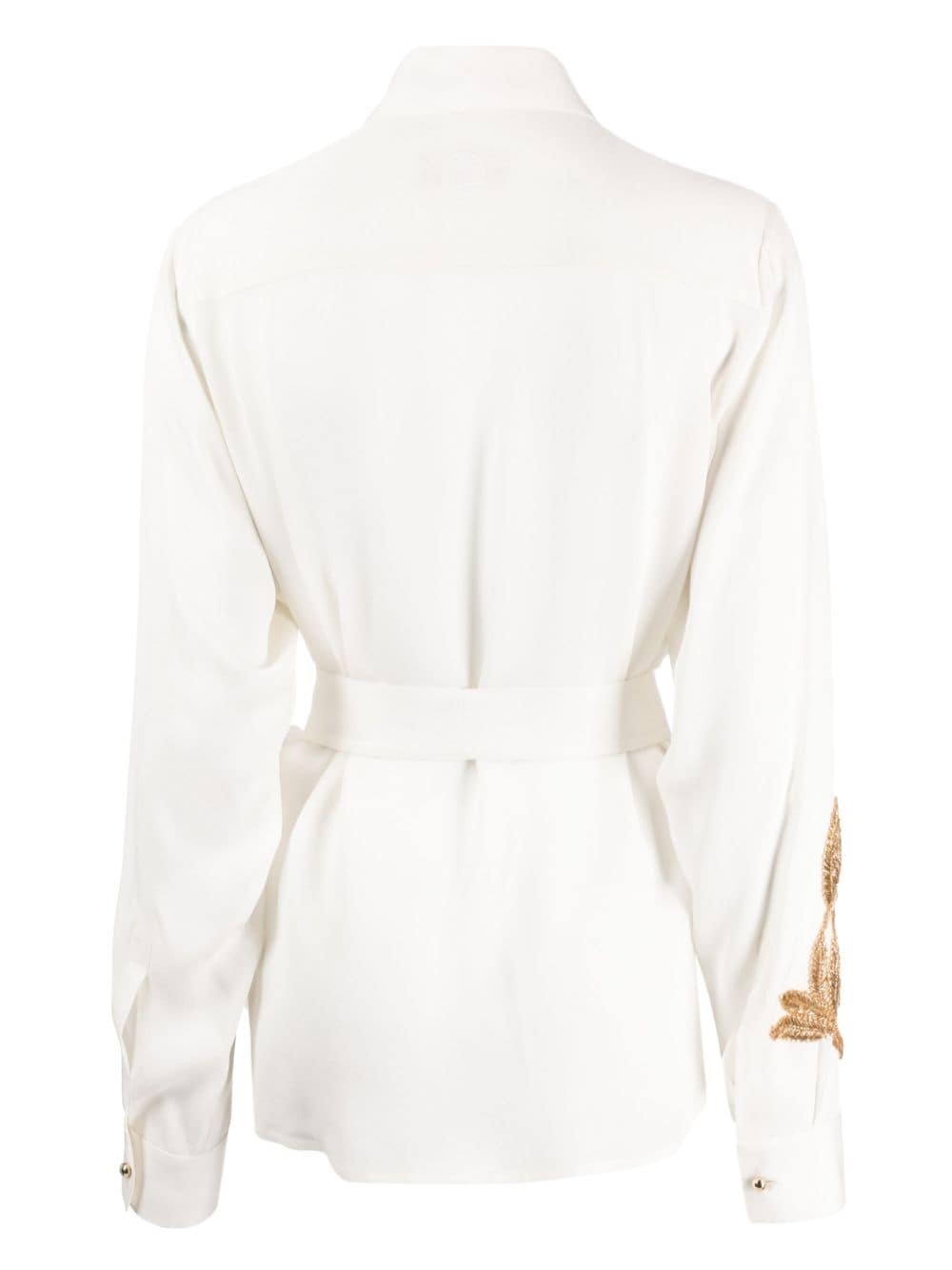 Foliage-embroidered silk shirt - 2