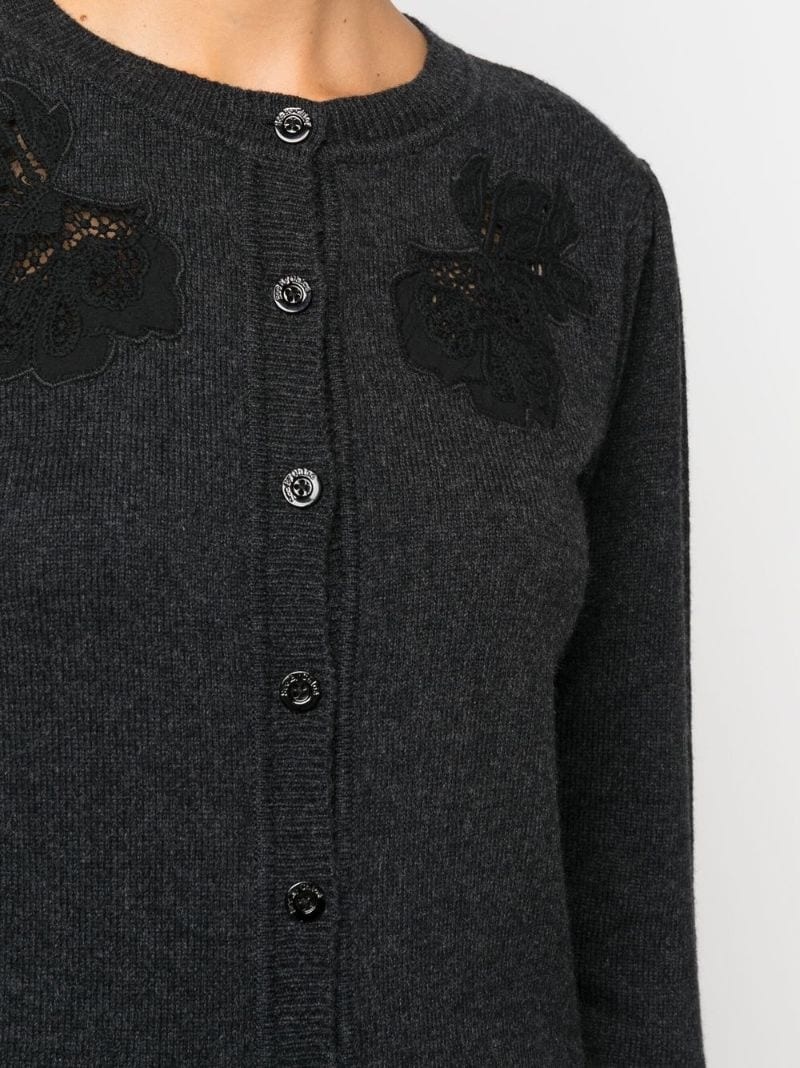 lace-detail fine-knit cardigan - 5