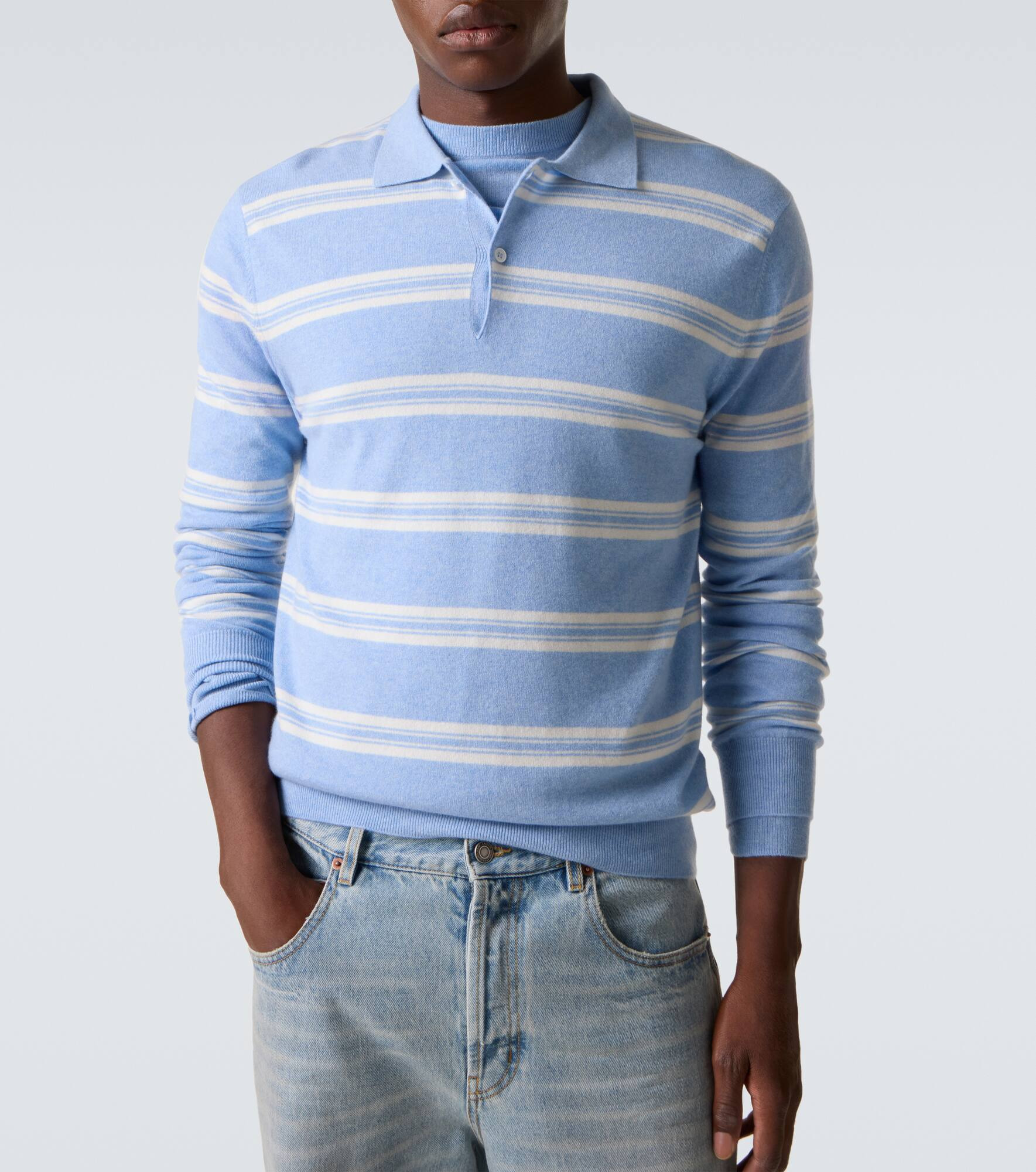 Mr Swansea striped cashmere polo sweater - 5