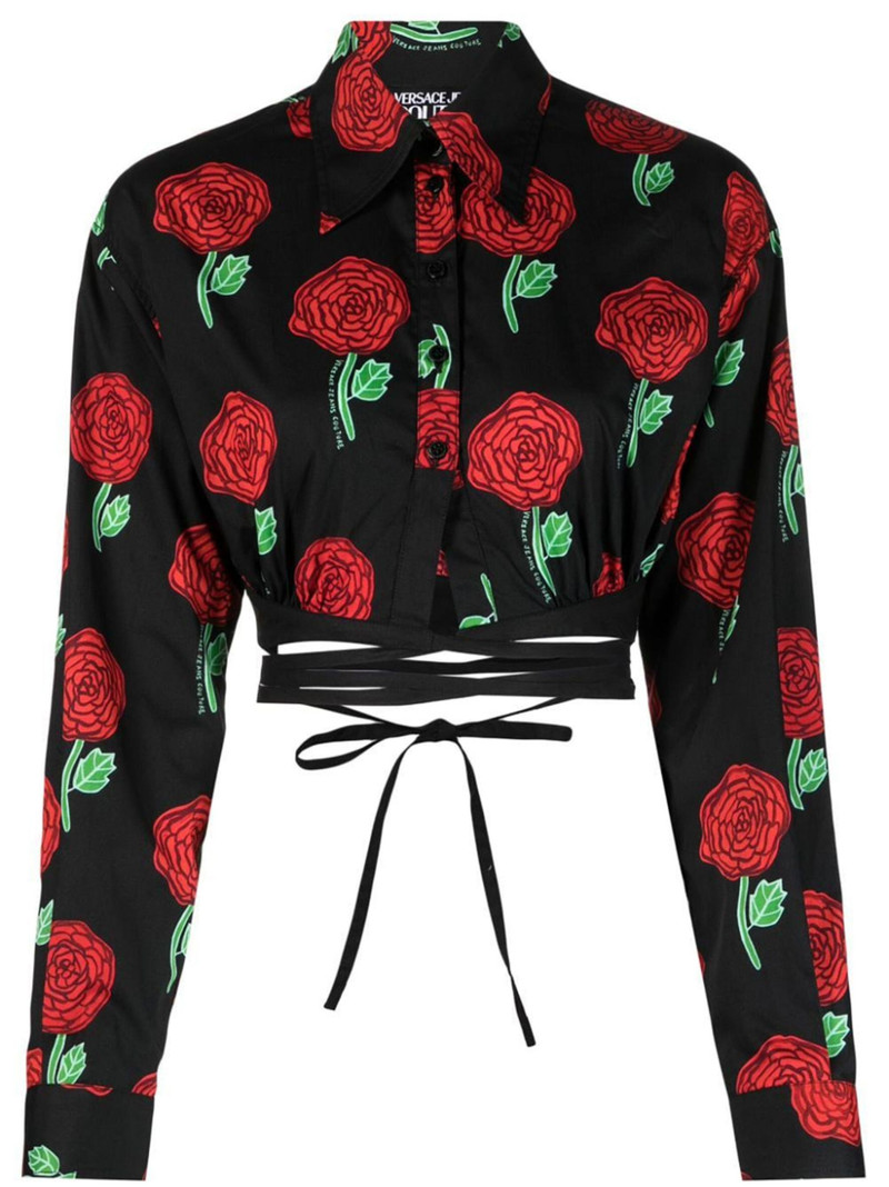 floral-print cropped blouse 1