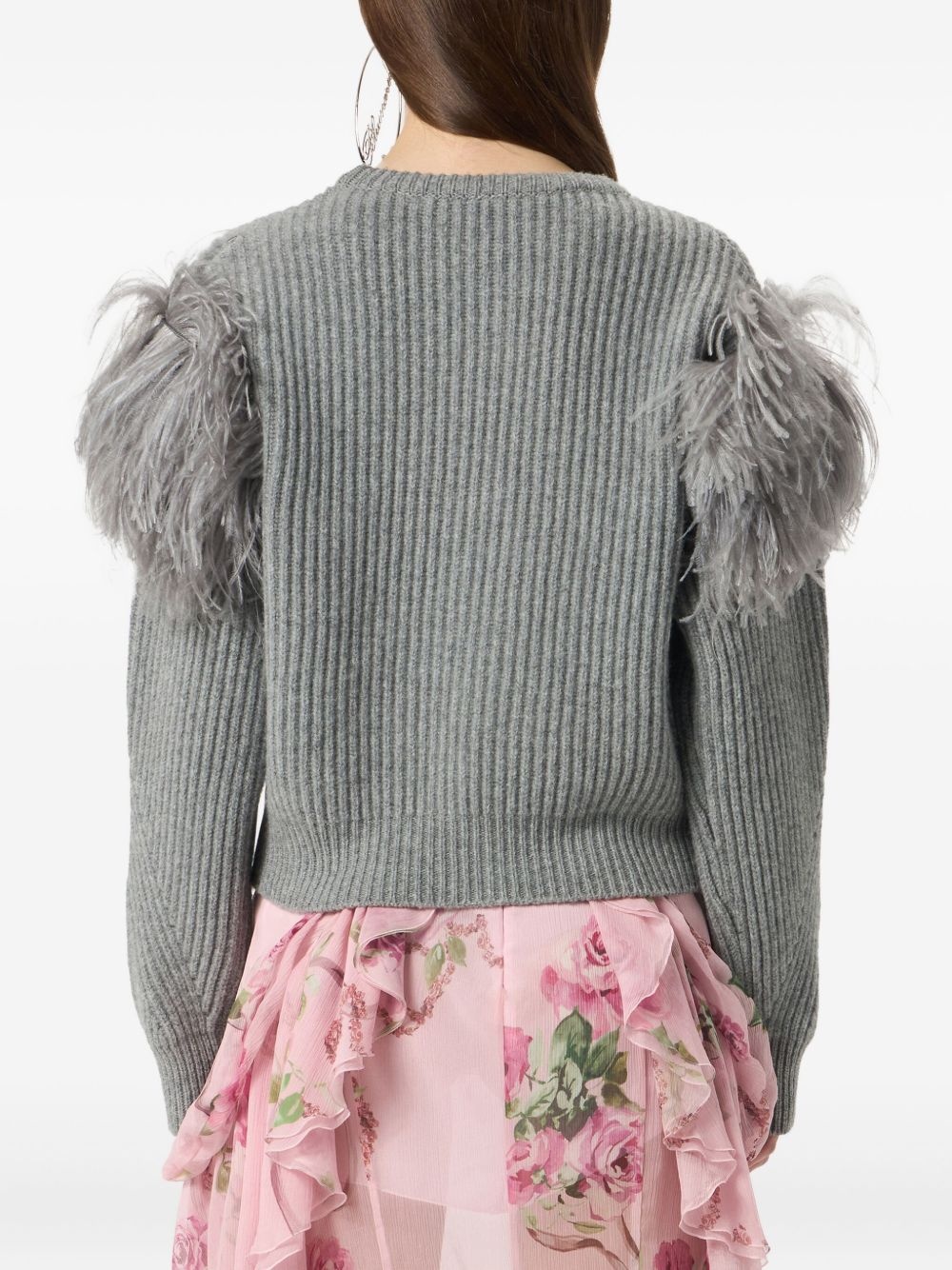 feather-embellished ribbed sweater - 5