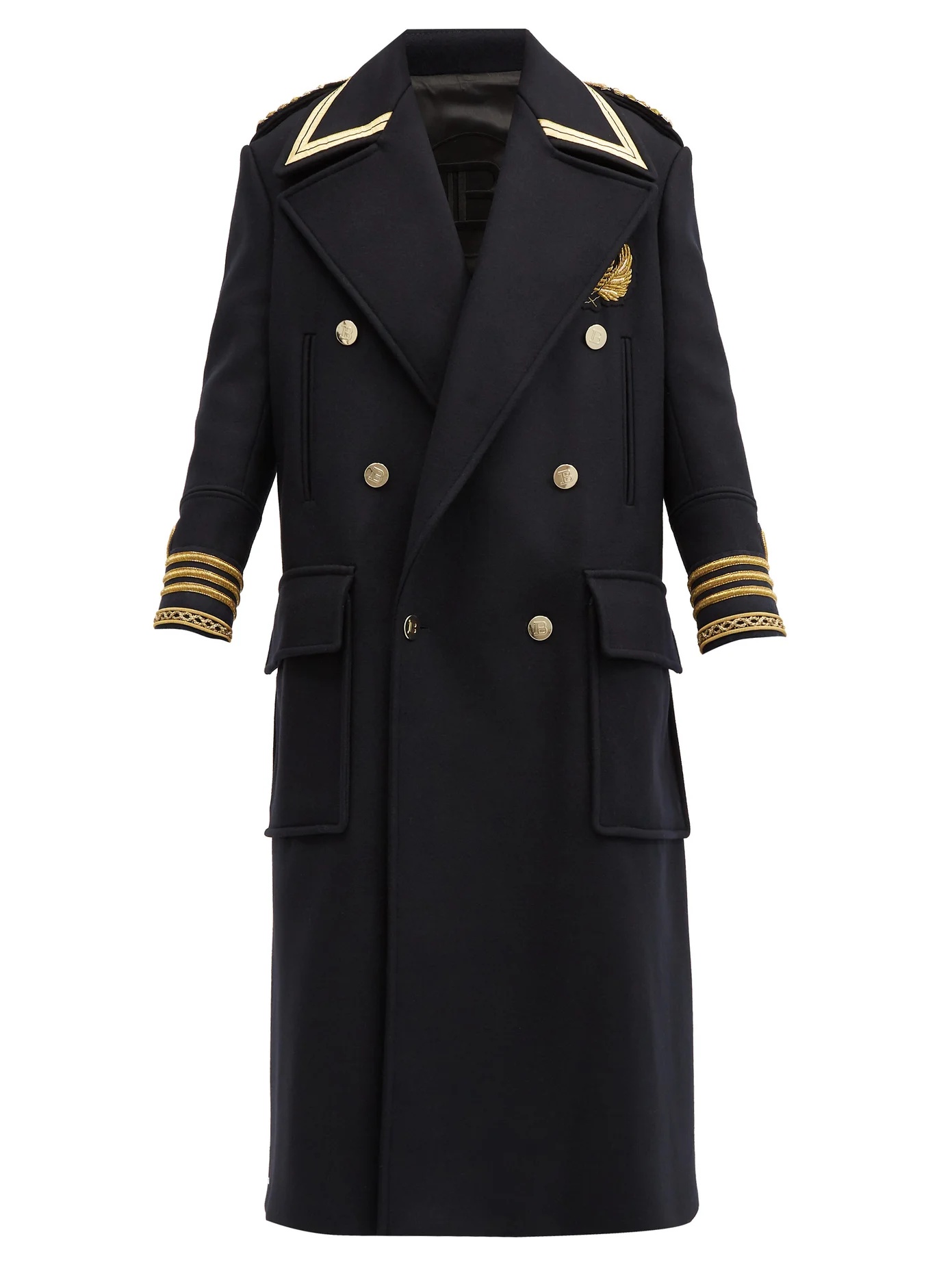 Double-breasted wool-blend military coat - 1