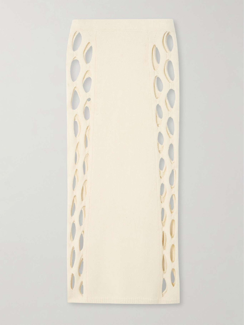 Steer cutout ribbed wool-blend midi skirt - 1
