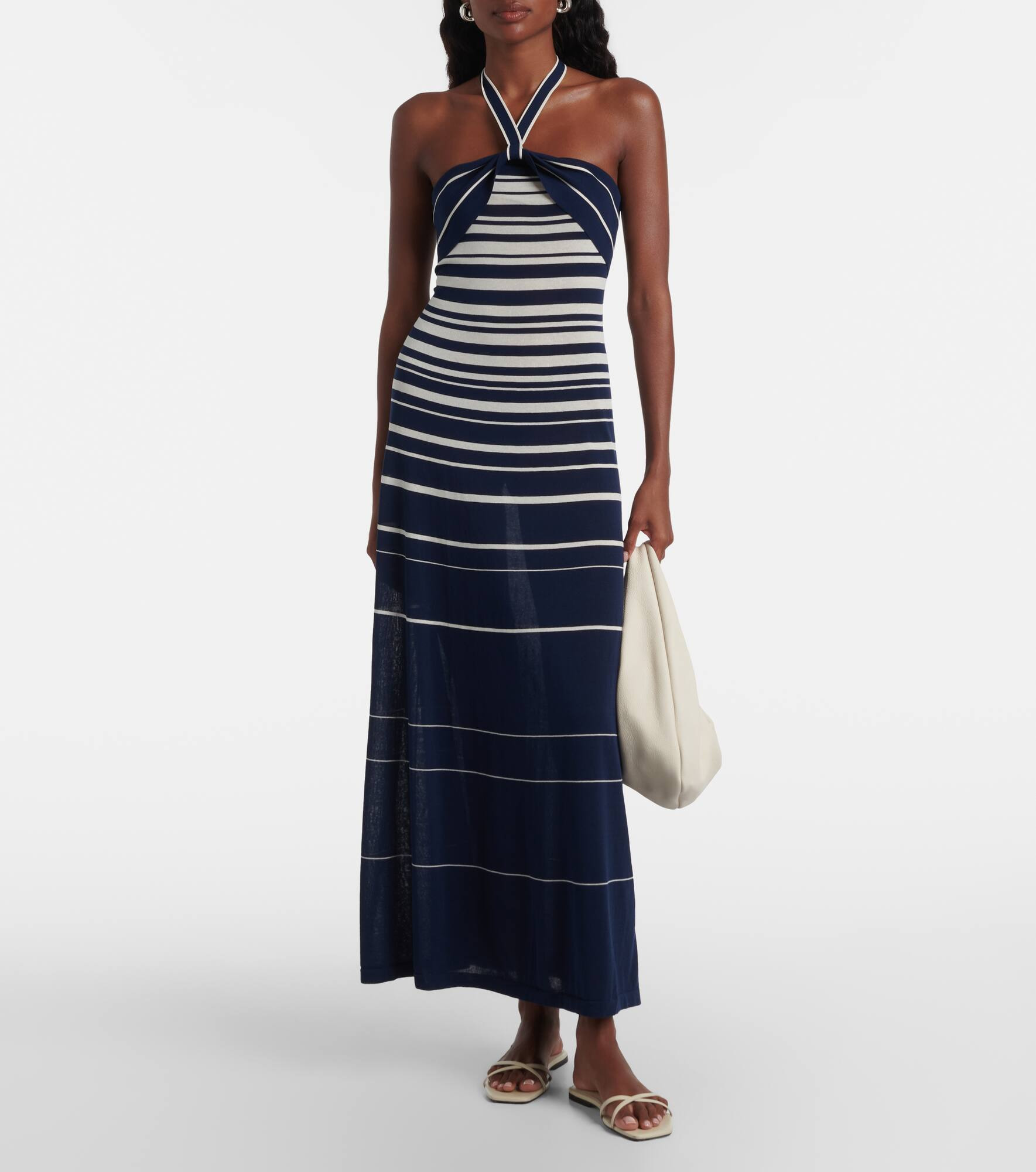Axel striped halterneck cotton-blend maxi dress - 2