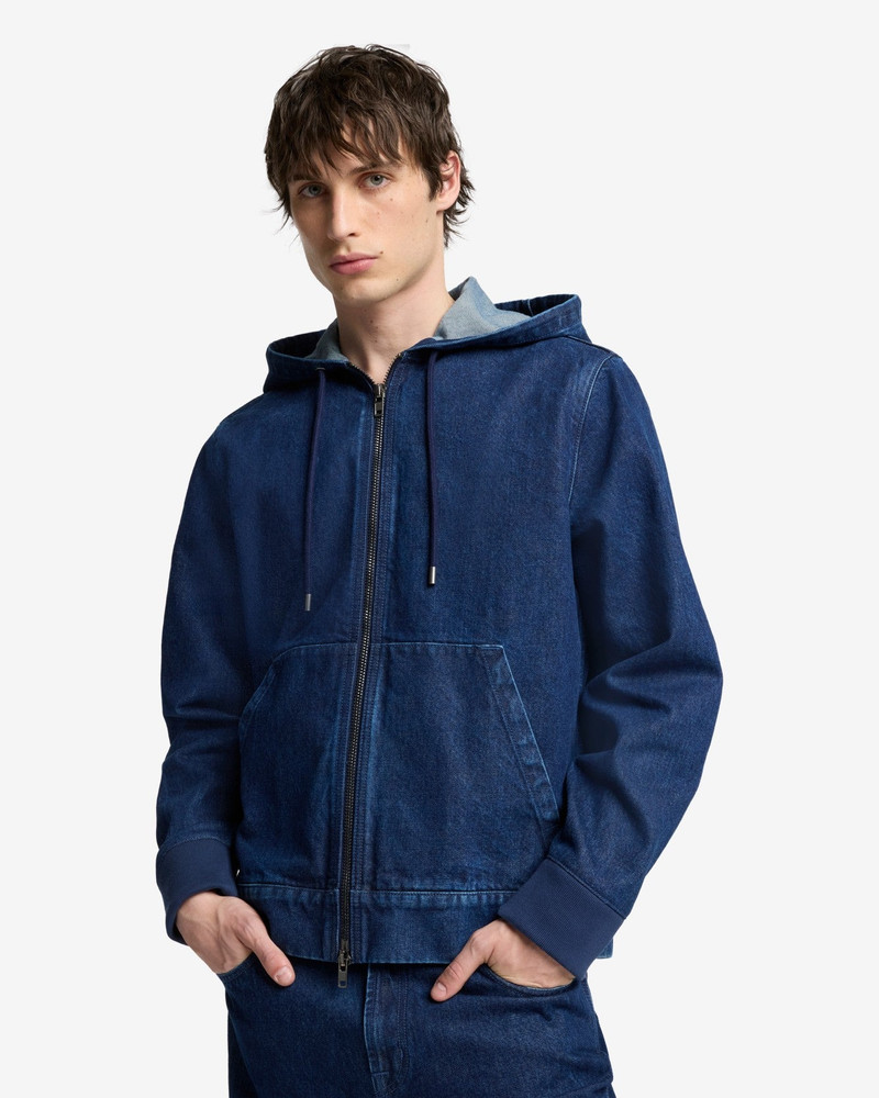 7 For All Mankind Utility Denim Hoodie in Carpenter Blue outlook