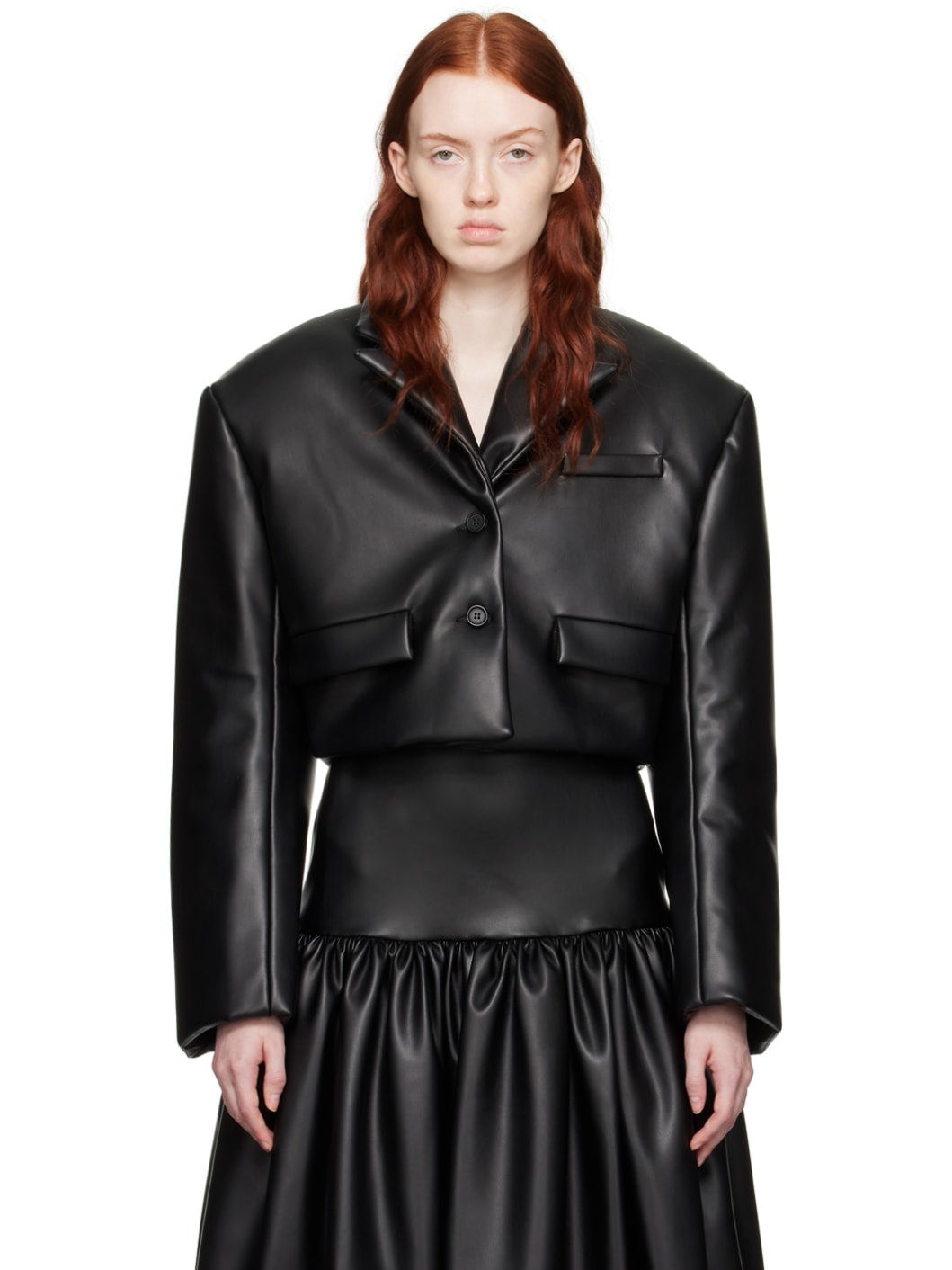 Black Cropped Arthur Faux-Leather Jacket - 1