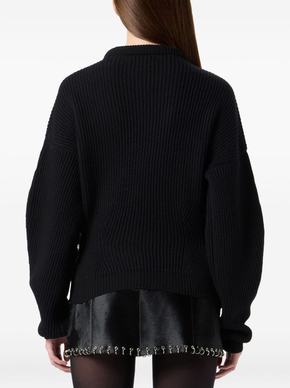 ribbed buckle-fastening sweater - 4