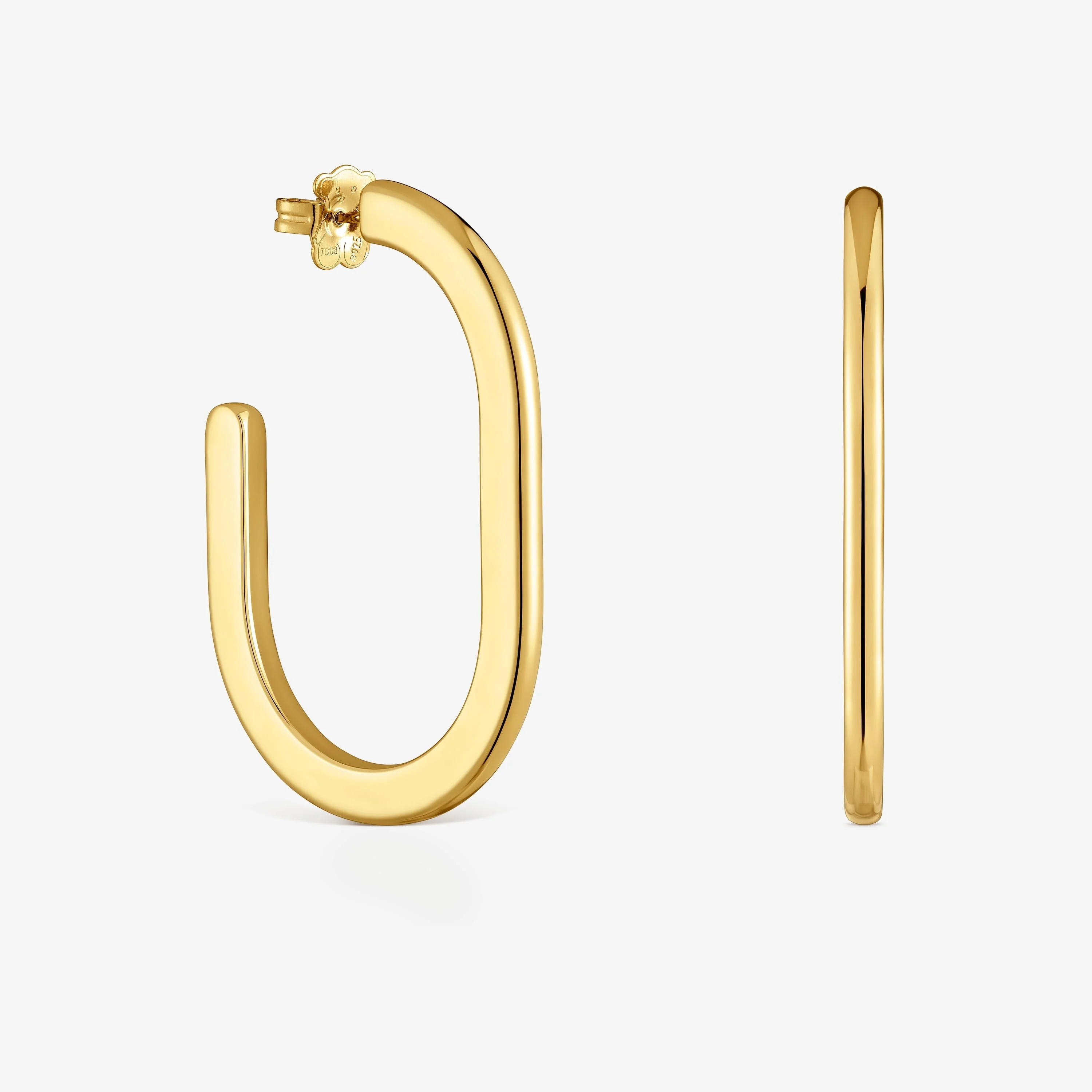 18K gold vermeil long Hoop earrings Line - 1