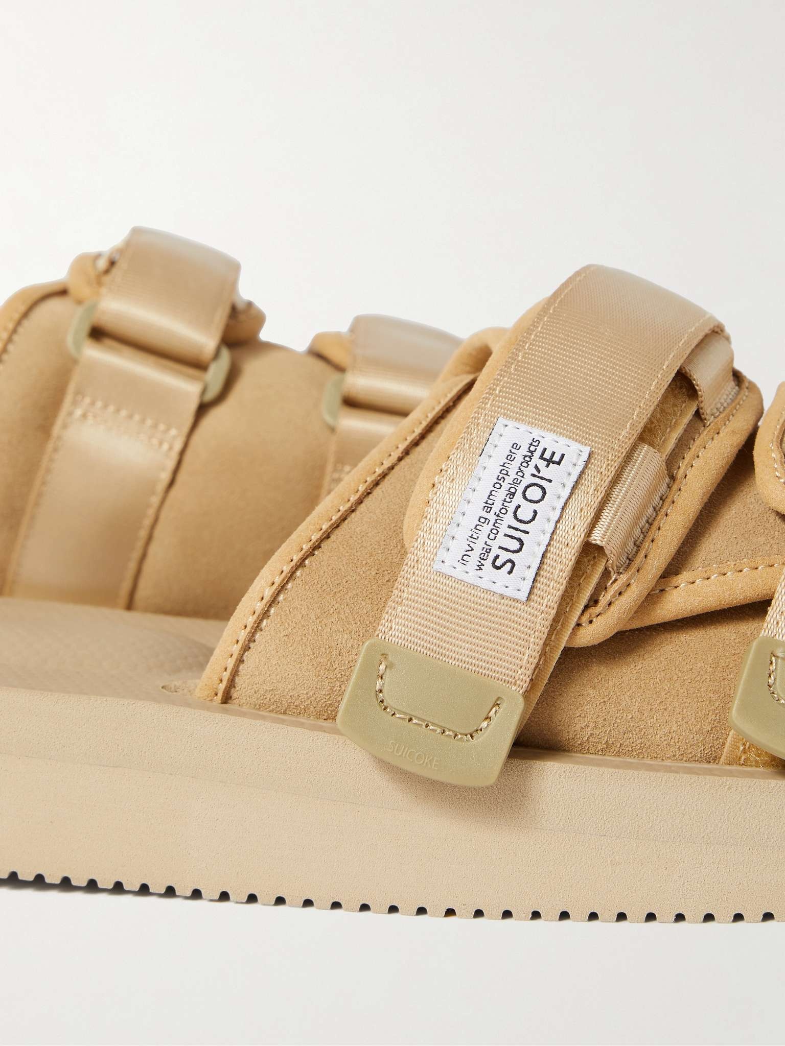 Webbing-Trimmed Suede Sandals - 6