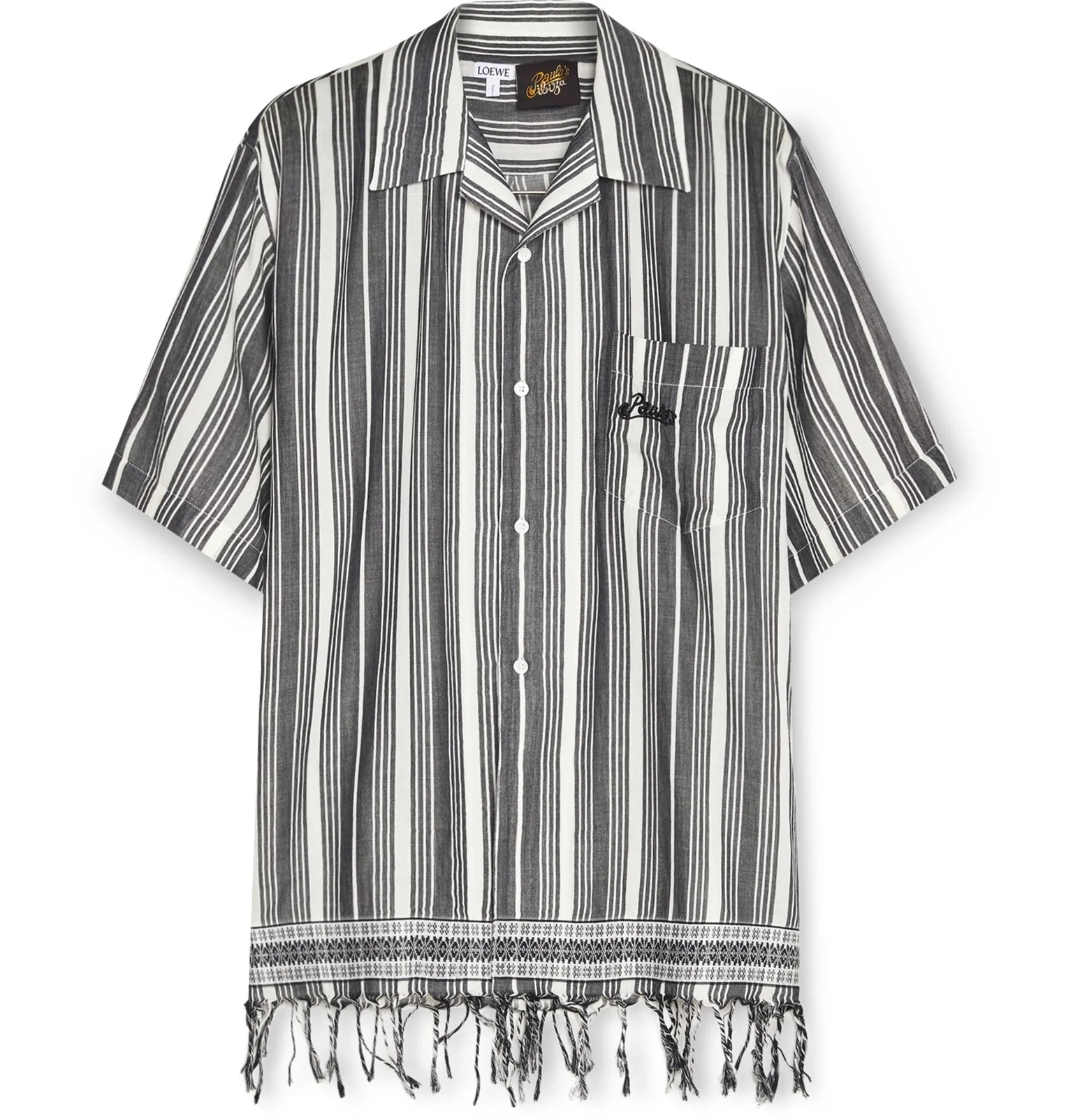 + Paula's Ibiza Fringed Logo-Embroidered Striped Cotton Shirt - 1