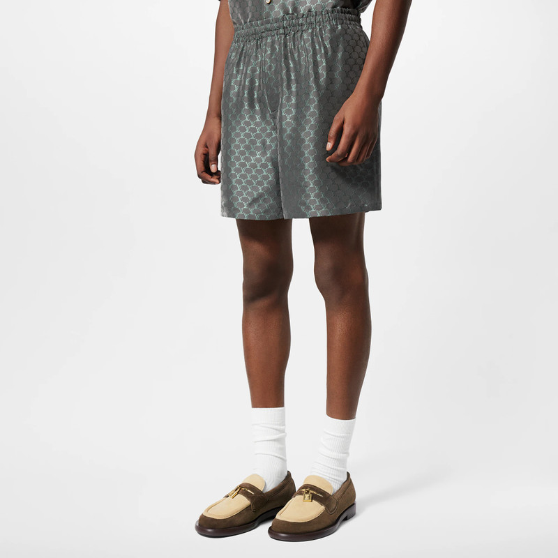 Drawstring Jacquard Silk-Blend Shorts 2