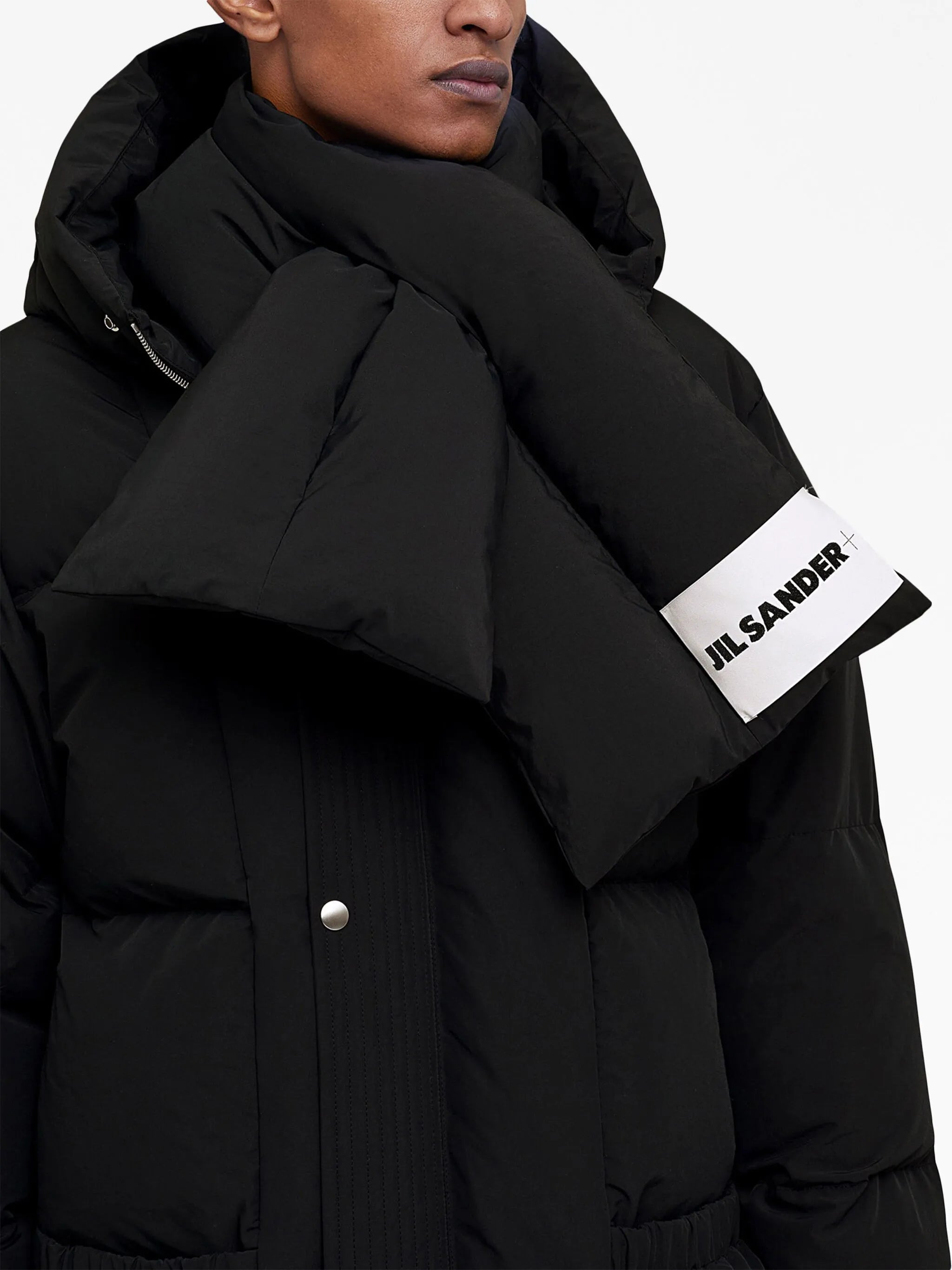 logo-patch padded scarf - 3