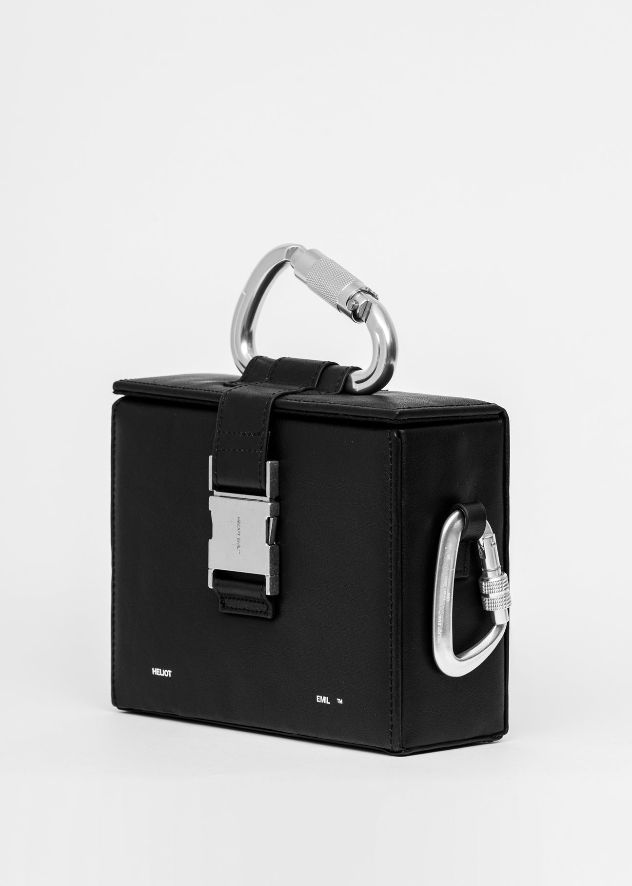 BLACK LEATHER CARABINER BOX BAG - 4