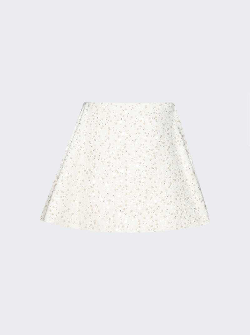 David Koma Sequin Boucle A-line Mini Skirt White outlook