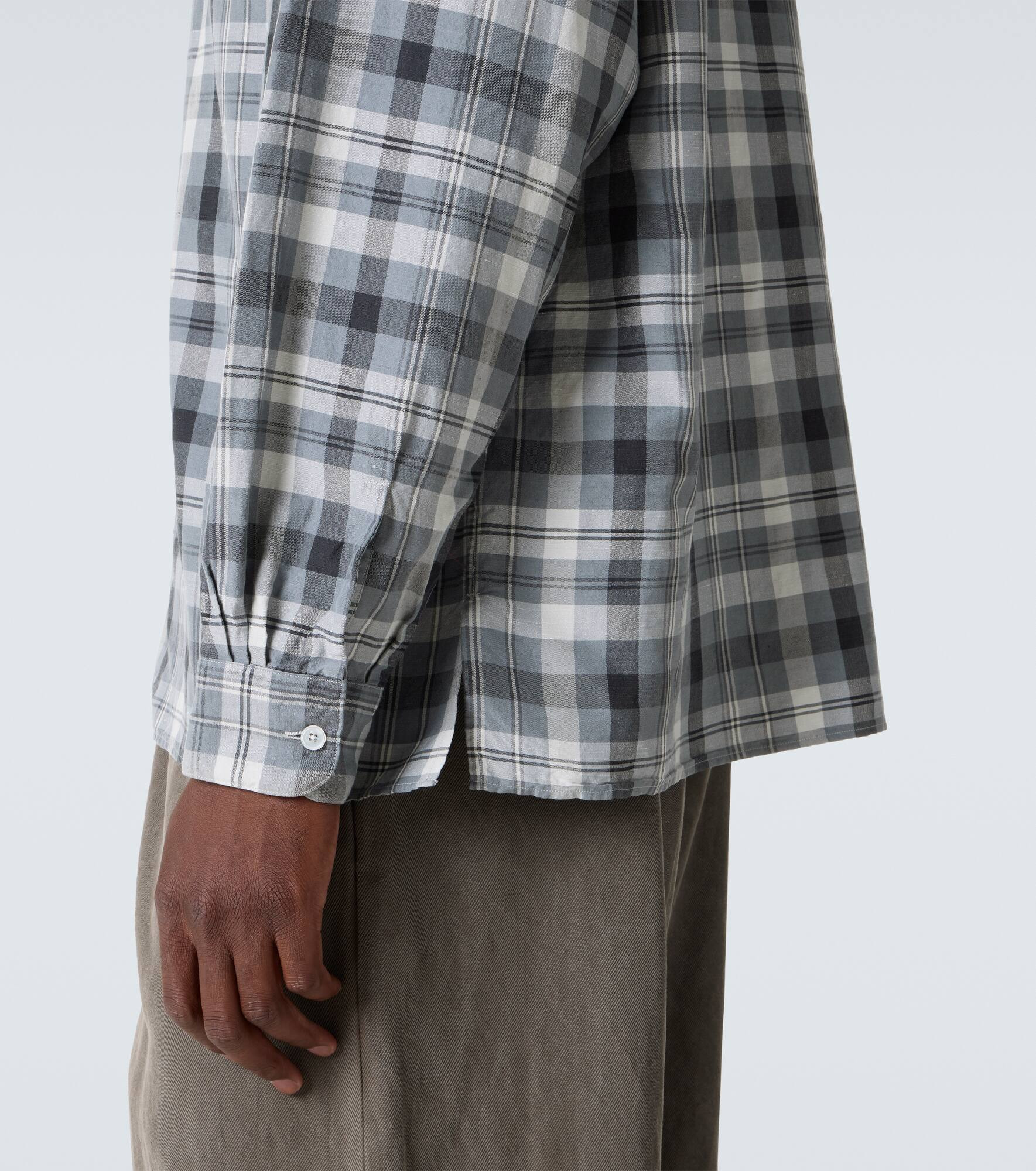 Checked silk and linen shirt - 6