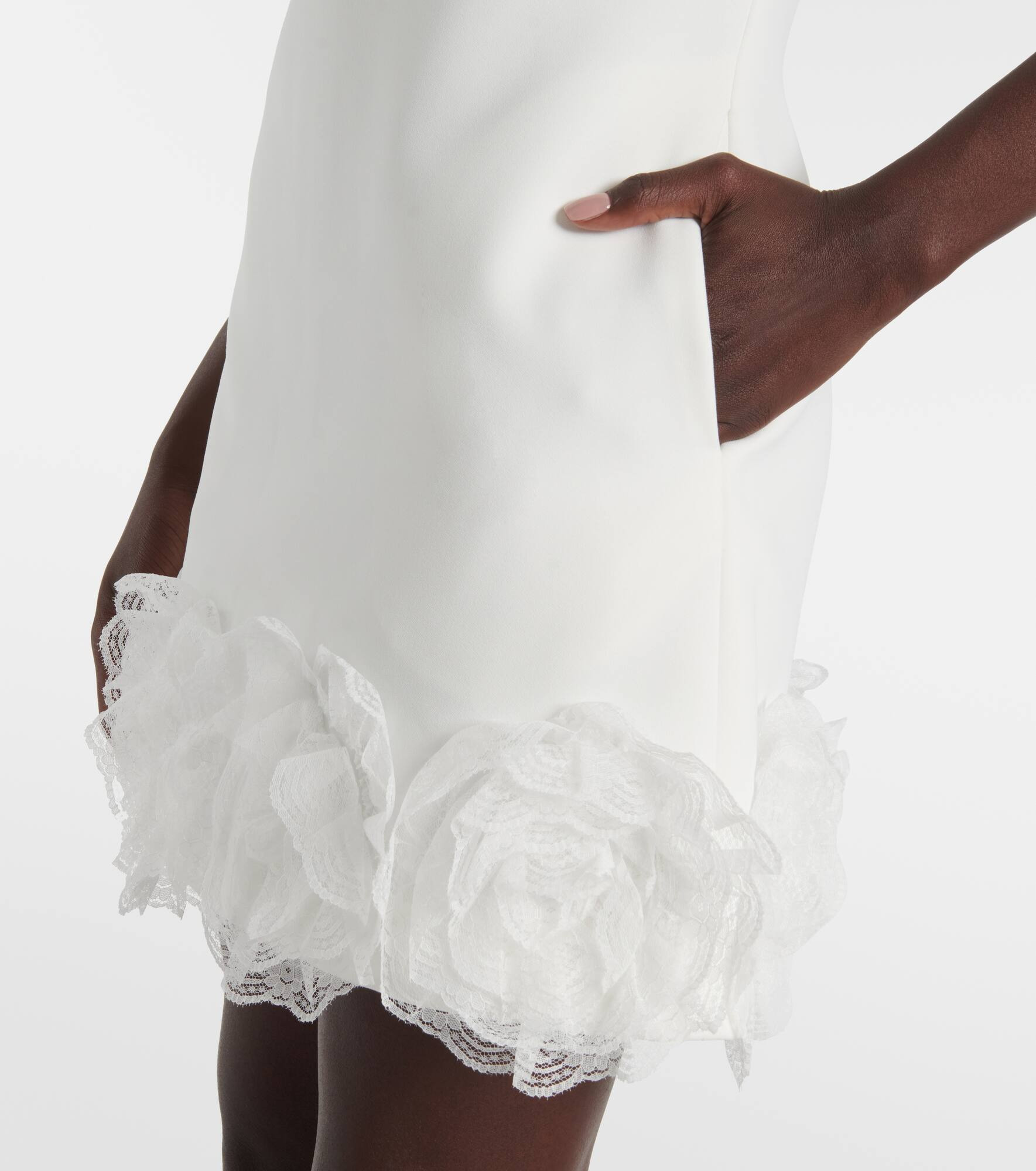 Bridal floral-appliqué crêpe minidress - 5