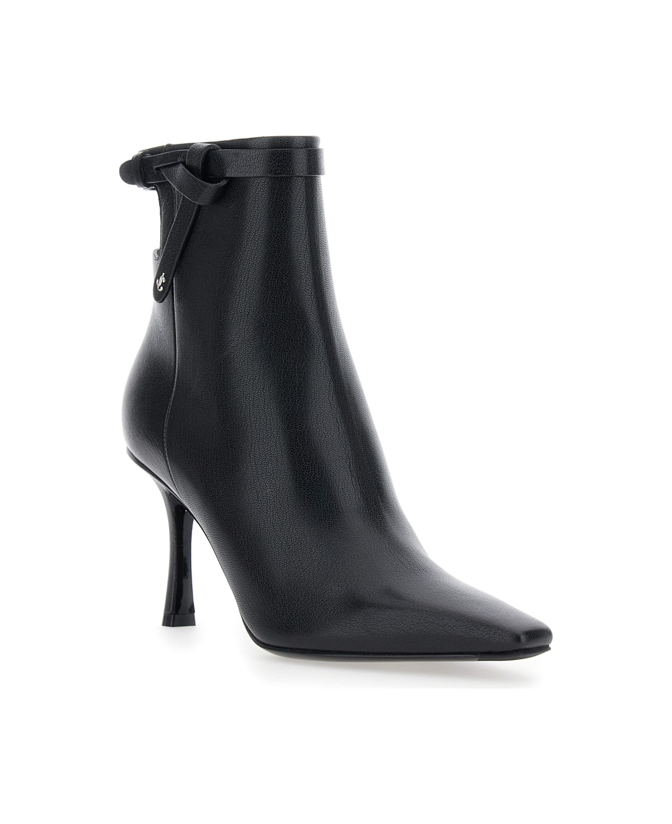 'camie' Black Ankle Boots With Knot Detail In Leather Woman - 2