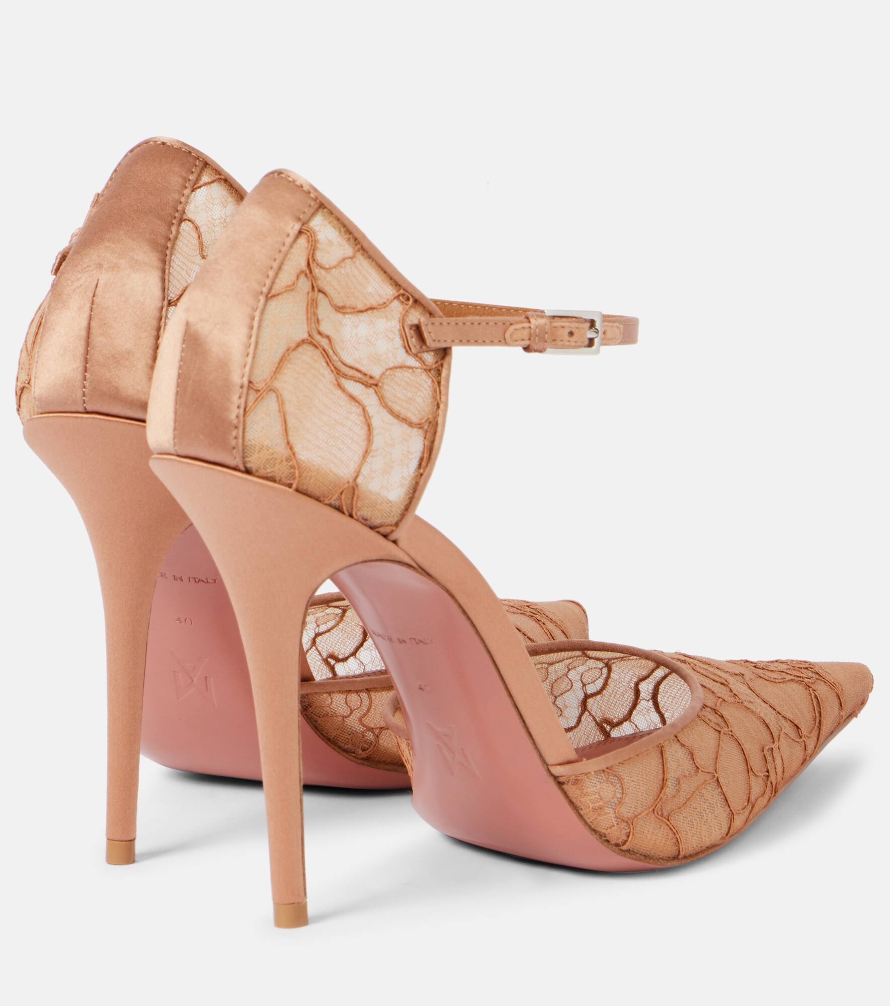 Barbara 105 satin-trimmed lace pumps - 2