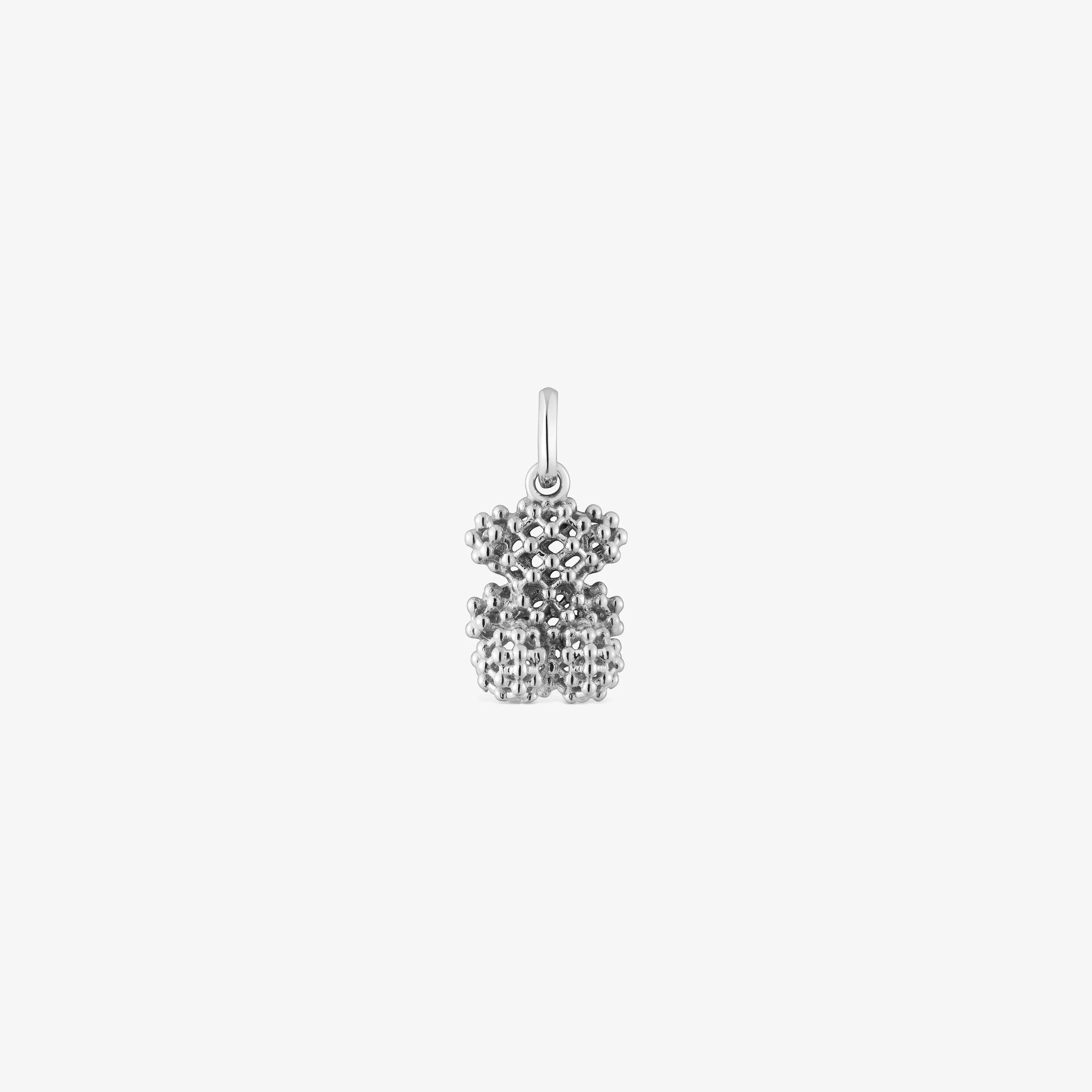 Small texturized 18K white gold bear Pendant Bold Bear - 1