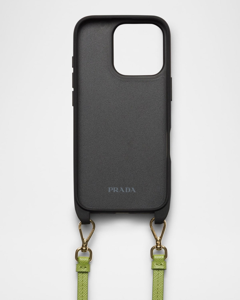 Prada iPhone 16 Pro Saffiano Leather Case with Shoulder Strap outlook