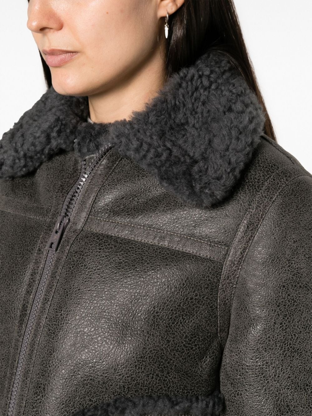 Kade shearling-trim leather jacket - 5