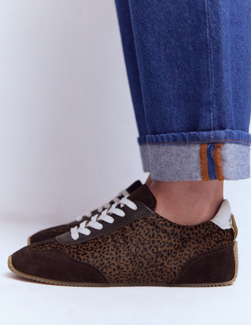 BODEN Delphine Slim Sole Trainers-Leopard outlook