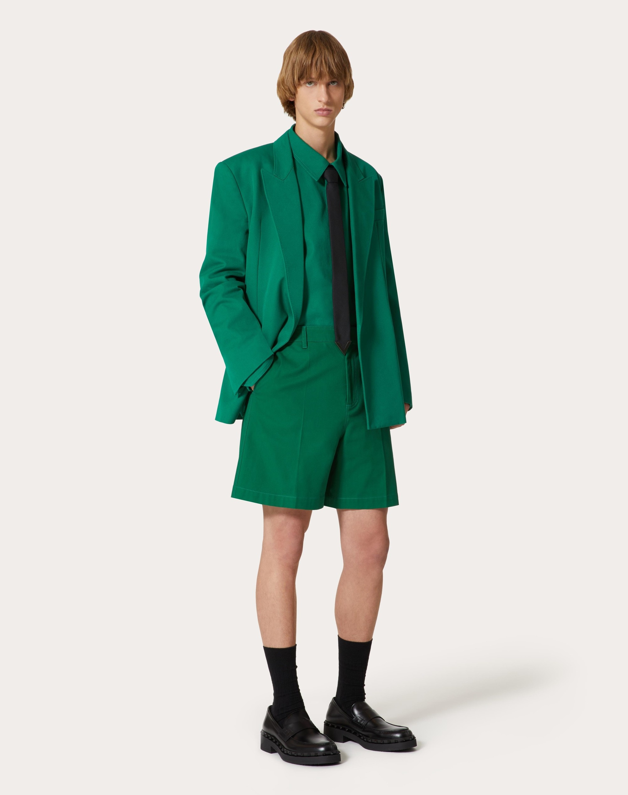 STRETCH COTTON CANVAS SHIRT JACKET WITH RUBBERIZED V DETAIL - 2