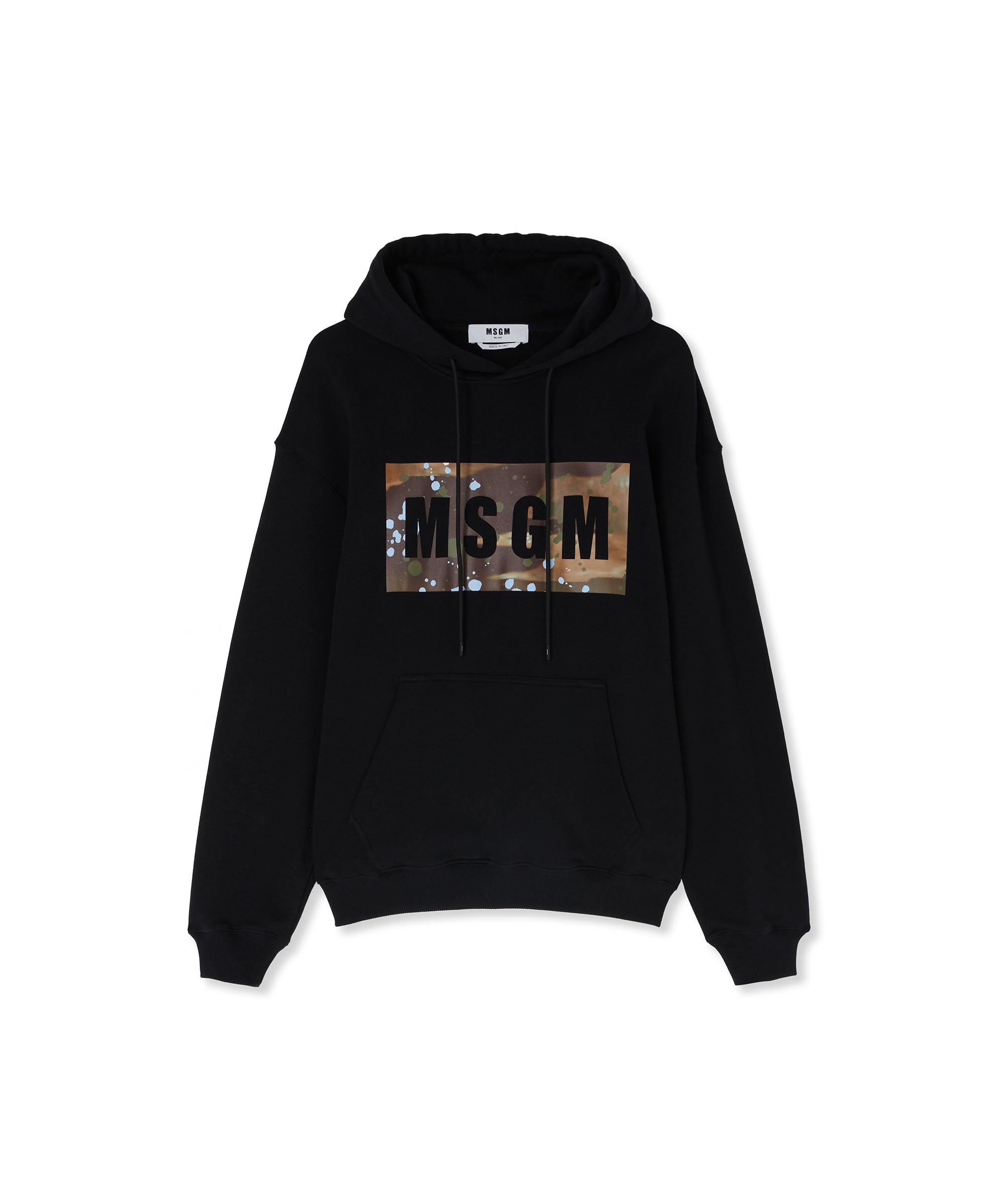 Hooded sweatshirt with camo box logo - 1
