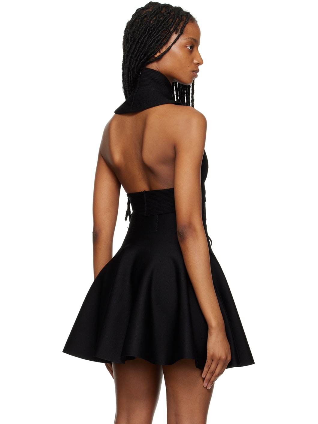 Black Circular Rib Crop Tank Top - 3