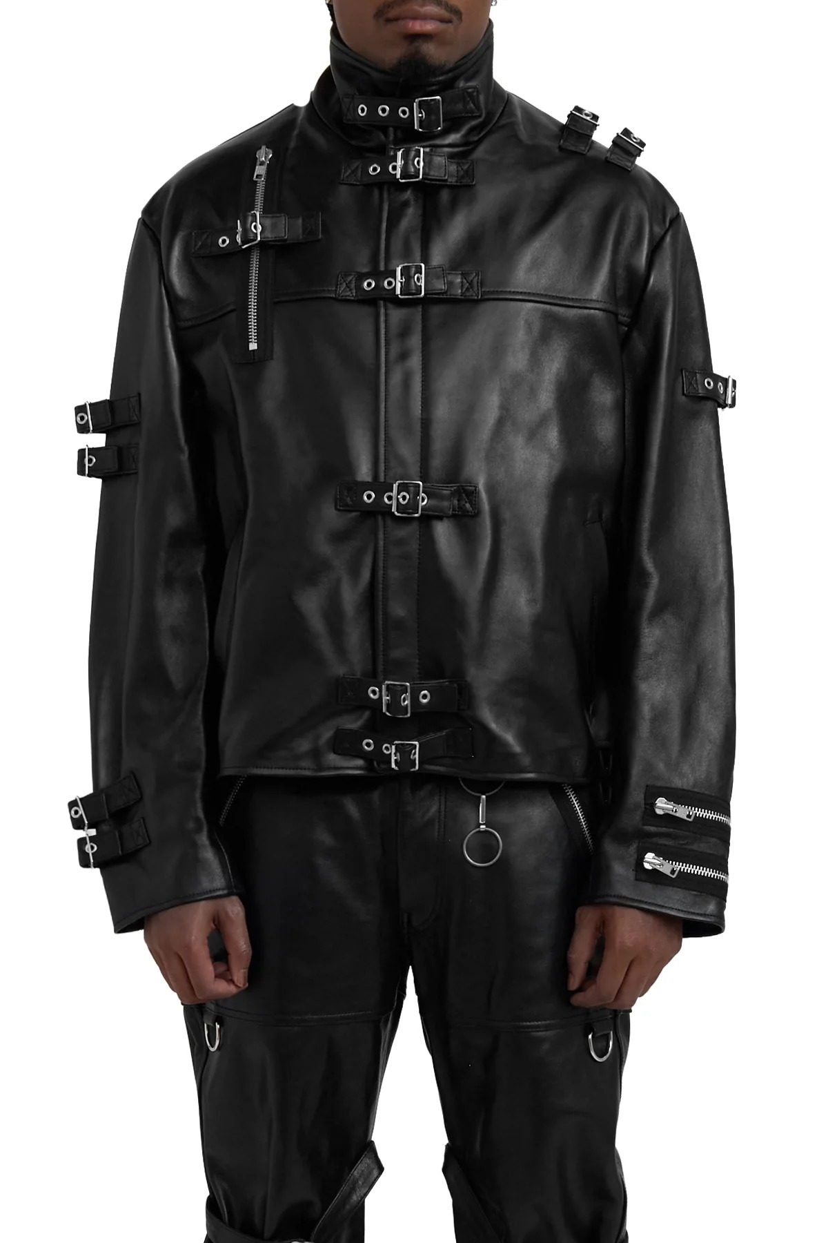 Doublet Buckle Overload Leather Jacket Black - 3