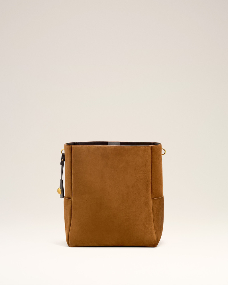 BROWN SMOOTH LEATHER CARROUSEL BUCKET BAG 3