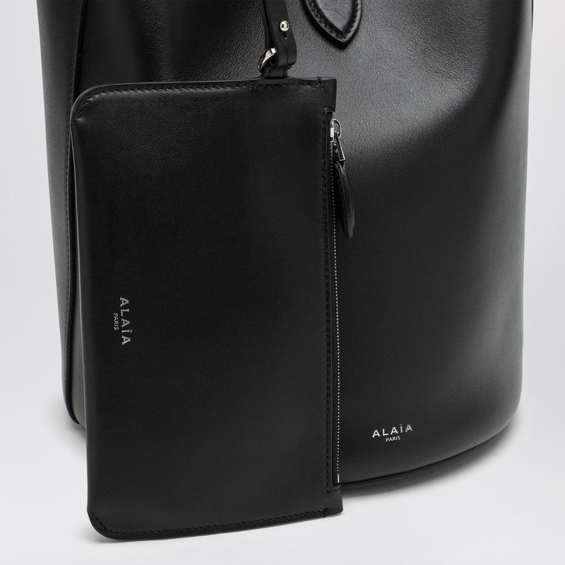 Alaia Large Ring Bucket Black Leather Bag Women - 6