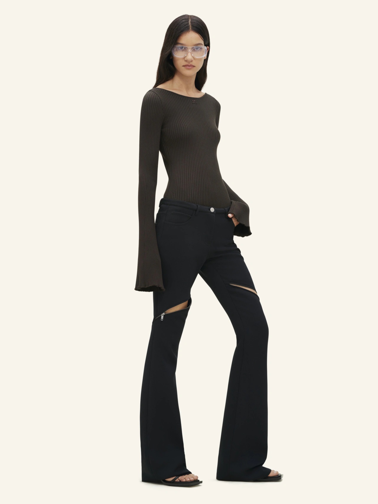 COURRÈGES Women Ellipse Zipped Twill Pants - 4